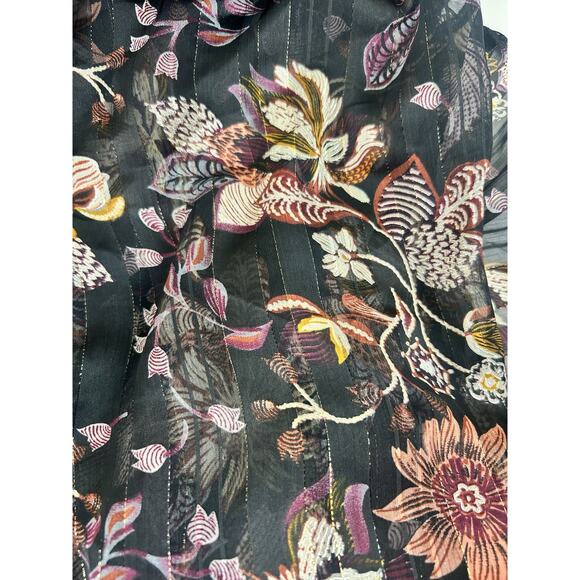 Sabina Musayev Geneva Floral Dress Sheer Metallic Black Sheer Long Sleeve Sz XS - Picture 5 of 15